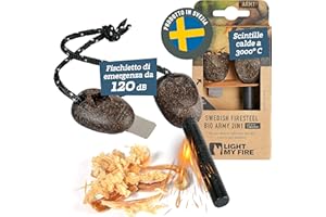 Light My Fire Acciarino per Fuoco Pietra Focaia Kit Sopravvivenza Militare Professionale ARMY- Bushcraft Accessori - Kit Campeggio Accendi Fuoco - Fire Starter 2-in-1-12 000 Accensioni