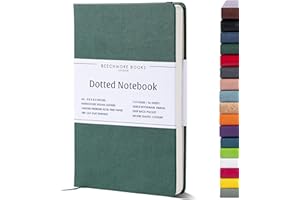 Beechmore Books Dotted Notebook - A5, Green | Premium Hardcover Journal with Vegan Leather, Thick 160gsm Cream Paper | Professional Bullet Notebook | Presentation Box for Christmas Stocking Fillers