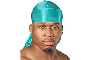 SHYNEDURAGS SHYNE Silky Durag – Turquoise | Parfait pour Les Waves, Les Tresses et Les Locs | Premium Silk Du Rags pour Hommes et Femmes | Bande Longue et Large | Durag Satin Ultra Doux | Black-Owned Business