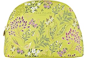 Sara Miller Beauty Haveli Garden Medium Green Cosmetic Wash Hand Bag | Toiletries & Beauty Essentials | Vegan Leather | Printed | Travel Gift