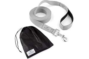 BedDog® Tyson Laisse d'entraînement avec Sac, Longue Laisse avec poignée, Laisse de Dressage, Laisse de Chien de Type 'tug', Longe pour Chien, Robuste 15m - Gris
