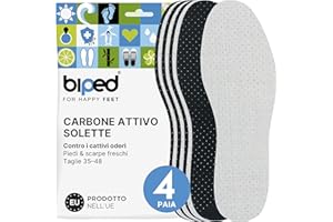 biped 4 paia solette carbone attivo per uomo e donna - Contro sudore e cattivi odori - Schiuma di lattice morbida per scarpe e piedi sempre freschi z2727
