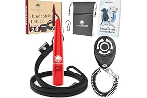 Weidebach® Gwizdek dla psa z głośnym i stałym dźwiękiem, do treningu z psem, znormalizowana częstotliwość, przyjemna taśma i ustnik, w zestawie e-book + woreczek na smakołyki do udanego treningu