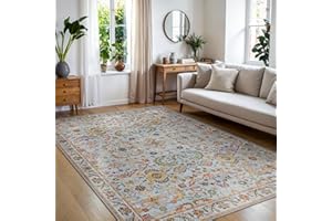 BEIMO Tapis de Salon 160x230CM Orienta Vintage Tapis de Chambre Adulte Tapis Dessin Antidérapant Tapis Brunjaunâtre