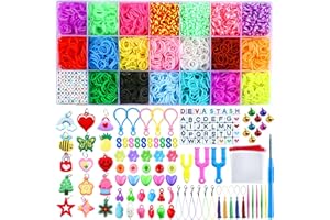 DEVA STASH Loom Bands Kit, 20 Colours Loom Band Kits for Girls Includes Clips, Charms, DIY Friendship Bracelet Making Kits, Craft Kits, Perfect Birthday (5500 Pack (Master Kit))