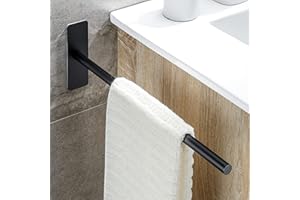 OETAMS Porta Asciugamani Bagno da Parete Portasciugamani con un Braccio Portaasciugamano da Cucina Adesivo Porta Salviette in Acciaio Inox Senza Forare Nero