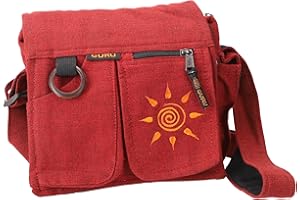 GURU SHOP Boho torba na ramię, hipisowska torba przeciwsłoneczna, vintage torba na ramię - słońce/brązowa, męska/damska, bawełna, 23 x 25 x 7 cm, alternatywna torba na ramię, torebka z materiału