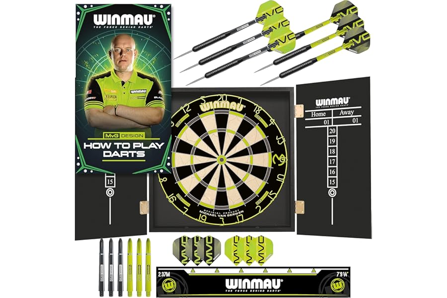 WINMAU Michael van Gerwen MvG Sets available with Dartboards, Cabinets, Surrounds, Darts and Accessories