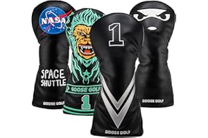 GOOSE GOLF Copri mazze da golf per Driver Legni e Ibridi – Compatibili con tutte le marche Chiusura elastica – Coperture premium – Cappucci con interno morbido e rotella di identificazione – Proteggono le mazze