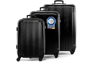 FERGÉ Juego 3 Maletas rigidas QUÉBEC Equipaje de Viaje Dura Trolley Set con 4 Ruedas giratorias (360)