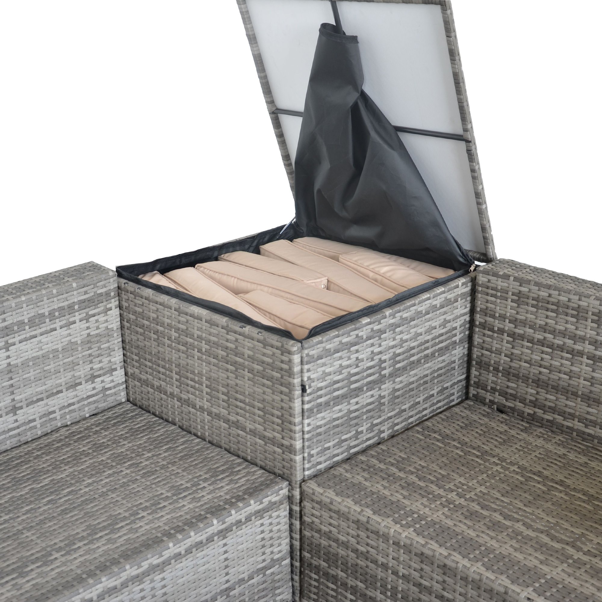 Jalano Poly Rattan Lounge Set Gartenmöbel Gartengarnitur 4 teilig grau – Bild 4