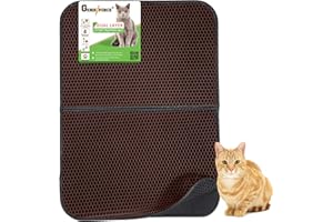 Genieforce® TC8 Katzenmatte Katzenklo Matte, Katzenstreumatte, faltbar, Waben Doppelschicht Design, Wasserdicht, urinsichere Auffangmatte für Katzentoiletten. [75 x 55,5cm] (Kaffeebraun)