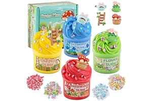 OKAYBEE 4er-Pack Garden Butter Slime, Schleim Set für Mädchen & Jungen 8–12 Jahren, Slime Partygeschenke für Kinder, Sensorisches Spielzeug Schleim für Kinder, Oster Halloween & Weihnachts Geschenke