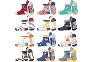 ELUTONG Toddler Baby Grip Socks-Cute Kid's Non Slip Socks-12 Pairs Of Baby’s Socks Suitable Baby Kids Aged 1-7 Years