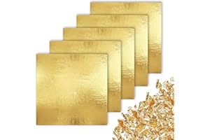 CZ Store®-✮Marque Francaise✮- Feuille d'or|14X14 CM|✮✮Garantie A Vie✮✮-Feuilles d'or|Lot de 100|Feuille Imitation Or pour décoration/Artisanat/Bricolage/dorure- Feuille d Or Slime