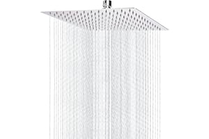 Soffione Per Doccia da 25cm, Markcco Testa Doccia Quadrato ad Alta Pressione in Inox 304, Ti Offre Un'Esperienza di Doccia Confortevole Anche a Basse Pressioni d'Acqua