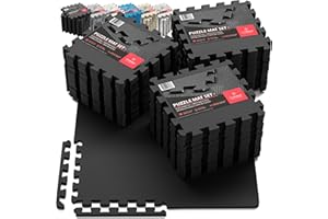 BEMAXX Zazębiające maty podłogowe z miękkiej pianki - 18 sztuk EVA Płytki gumowe puzzle Ochronny zestaw podłogowy, ochrona powierzchni | Duże chodniki podkładowe - Basen Siłownia Fitness Piwnica