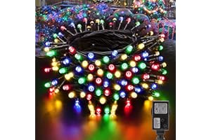 Moxled Guirlande Lumineuse Sapin de Noel 10M 100 LED Coloré Guirlande Lumineuse Électrique, 8 Modes Guirlande Lumineuse Exterieur pour Arbres de Noël, Minuterie et Mémoire, Decoration Noel