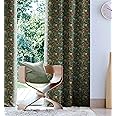 Casableu Cabal Polyester Eyelets (Steel) Blackout Curtains with Tie Back, Bedroom Living Room (Pack of 2) (Green, 9 feet)
