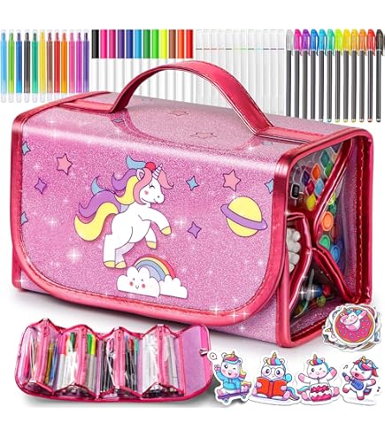 Raheem 34Pcs Beautiful Stationery Set With 5-Layer Drawstring Pink