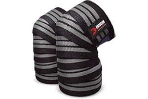 DMoose Fitness Rodilla rodamientos Fuerte, Costuras duraderas - Heavy Duty 78 Pulgadas elástica compresión Rodilla Wraps para Mejorar su Powerlifting, Levantamiento de Pesas y Entrenamientos