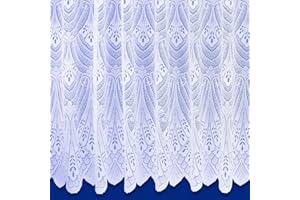 Maple Textiles White Net Curtain in Luxury Cotton Look sold by the metre Cutvto Width for Windows Patio Doors (48" (122cm) Drop)