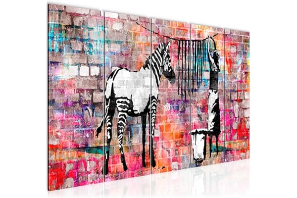 Runa Art Peinture Banksy Lavant Zèbre Impression sur Toile intissee Decoration Murale Salon Chambre 012956c