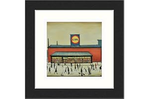 Greetingles Lowry-Style 12"/31cm Square Framed Print. Beautiful Black Ash Frame (Lowry, Lidl)