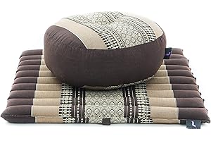 LEEWADEE Set da Meditazione: Piccolo Cuscino Zafu e Tappetino Zabuton, Kit Tailandese per meditare in kapok