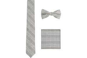 WANYING Homme Classique Coton Nœud Papillon & Cravate Étroit 6 cm & Mouchoir de Poche 3 en 1 Set Casual
