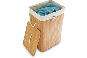 ‎RELAXDAYS Relaxdays Bambusowy Kosz Na Pranie Z Pokrywą, Prostokątny, XL, 83 L, Wys. 65,5 X Szer. 43,5 X Gł. 33,5 Cm, Brązowy 65,5 X 43,5 X 33,5 Cm, Jasnobrązowy