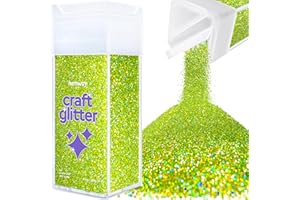 Hemway Craft Glitter Shaker 130g / 4.6oz Glitter for Arts, Crafts, Resin, Tumblers, Nails, Painting, Decoration, Festival, Cosmetic, Body - Ultrafine (1/128" 0.008" 0.2mm) - Lime Green Holographic