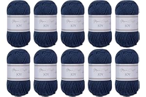 Utopia Crafts JOY Lot de 10 pelotes de fil à tricoter et à crochet, uni, doux, facile d'entretien, 100% polyacrylique, 150 m, charbon bleu