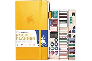 Clever Fox Agenda de bolsillo semanal – Planificador mensual sin fecha y calendario para aumentar la productividad, mini planificador perfecto para bolso, tamaño: 9,4 x 17 cm, comienza en cualquier