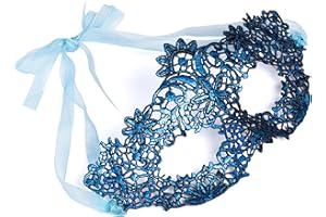 THE LACE MASK CO. Luxury Women's Lace Venetian Masquerade Prom Halloween Carnival Mask Ball (Sapphire Blue)