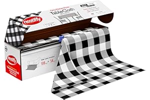 Neatiffy Jetable en Plastique Rouleau De Nappe, Équivalent à 12 Paquets de Pique-Nique, Vichy Noir