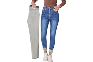 Fakanhui Jeans da donna foderati in pile invernali termici jeans skinny caldi jeans