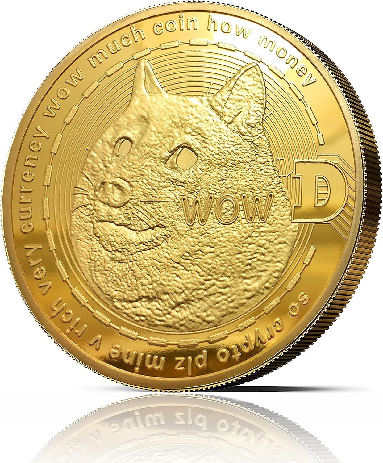 innoGadgets Medalla física de Dogecoin chapada en Oro auténtico de 24 Quilates. Auténtica Pieza de coleccionista con Estuche Protector, cápsula de Monedas Fans de Dogecoin.