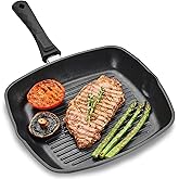 Andrew James Griddle Pan for All Hobs, Steak Skillet for Induction, Gas BBQs, Fire Pits & Camping Stoves, Oven-Proof Non-Stic