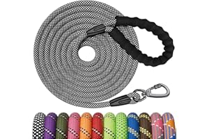 Kdsvakd Training Lead for Dogs, 1.5M 1.8M 3M 5M 6M 10M 15M 20M 30M Long Rope Dog Leash with Carabiner Clip and Soft Padded Handle, Reflective Recall Durable Leash for Puppy, Small, Medium, Large Dog