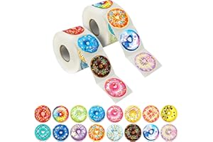 HEBAYY 600 Stück Donut-Aufkleber als Partydekoration für Lehrer, als Belohnung und Ermutigung, als Motivationsaufkleber. Als Riesenpackung in 16 Designs mit Perforationslinie (jeweils 3,8 cm Durchmesser).