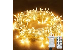 LEZONIC String Lights Mains Powered, 120 LED 12M/40Ft Fairy Lights Waterproof，with 8 Modes Remote Control Fairy Lights Indoor/Outdoor for Garden, Gazebo, Party, Wedding, Christmas Decorations (Warm White)
