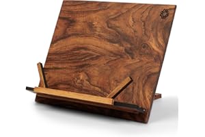 TILISMA-Leggio da tavolo per libri in legno fatto a mano-Supporto per libri in noce per leggere a mani libere - Porta ricette e libri di cucina per il bancone - Un accessorio essenziale per la cucina