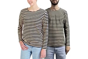 Breizh Ocean - Marinière GUER, Tee-Shirt rayé épais en Coton Bio - Unisexe, Homme ou Femme - XS au 4XL