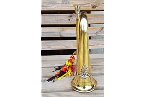 DXQ Bespoke Military Solid Brass Bugle with Forces Royal Artillery Badge Band Instrument