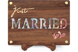 QHHENTOO Just Married Money Gift Wedding Gift Wooden with Stand Love Money for Bride and Groom Lovers Money Gift Packaging with Wedding Card