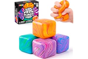 JOYIN Set med 4 antistress isbitar, marmorerade klämma, fidgetleksaker för barn och vuxna, squishy stressreducerande leksak