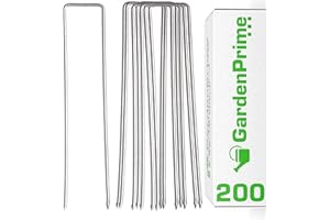 GardenPrime 200x Clavijas de Jardín Galvanizadas para Sujeción de Malla Antihierbas, Tela Negra de Jardín, Tela de Fieltro, Césped Artificial (Largo 150 mm, Acero Galvanizado, Protección Antióxido)