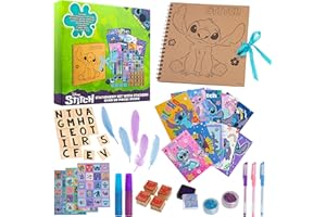 Disney Stitch Scrapbooking Kit Bambini Ragazzi, Kit Accessori Scrapbook, Adesivi, Francobolli, Penne Gel - Regali per Ragazze