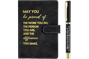 Sinmoe Employee Appreciation Thank You Gifts Christmas Leather Notebook and Pen Set New Job Leaving Gifts for Men Women Volunteer Team Colleague Coworker Teacher Office(Black,Difference)